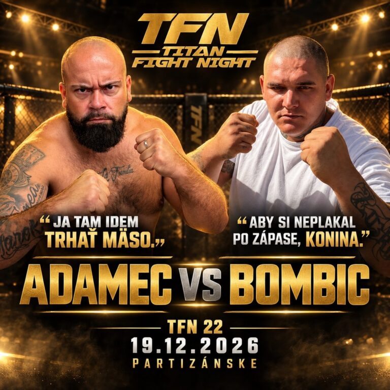 Plagát TFN 22: Marek Adamec vs. Jozef Bombic – Titan Fight Night, Partizánske 19. 12. 2026