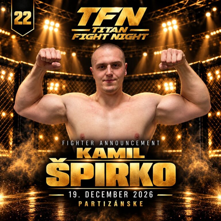 Plagát TFN 22: Kamil Špirko – Titan Fight Night, Partizánske 19. 12. 2026