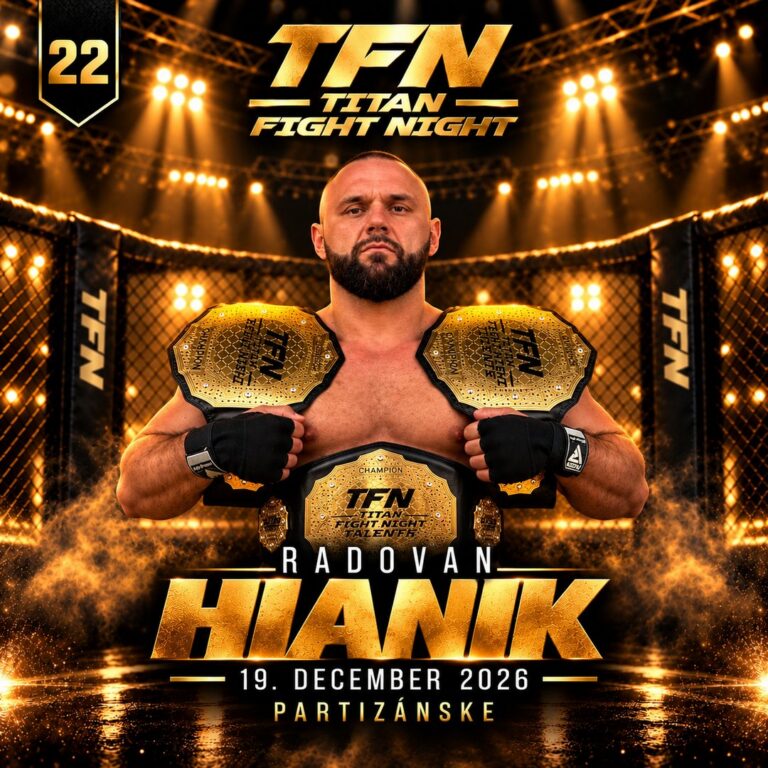 Plagát TFN 22: Radovan Hianik – Titan Fight Night, Partizánske 19. 12. 2026