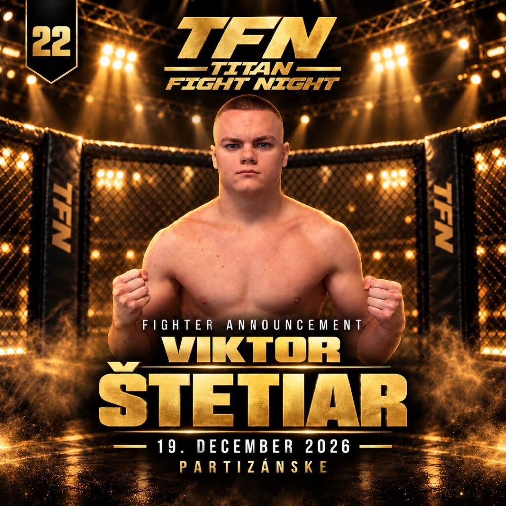 Plagát TFN 22: Viktor Štetiar – Titan Fight Night, Partizánske 19. 12. 2026