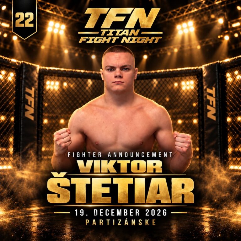 Plagát TFN 22: Viktor Štetiar – Titan Fight Night, Partizánske 19. 12. 2026